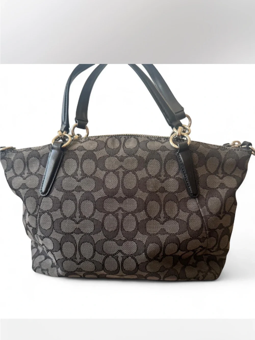 Coach Black and Gray Signature Jacquard Tote